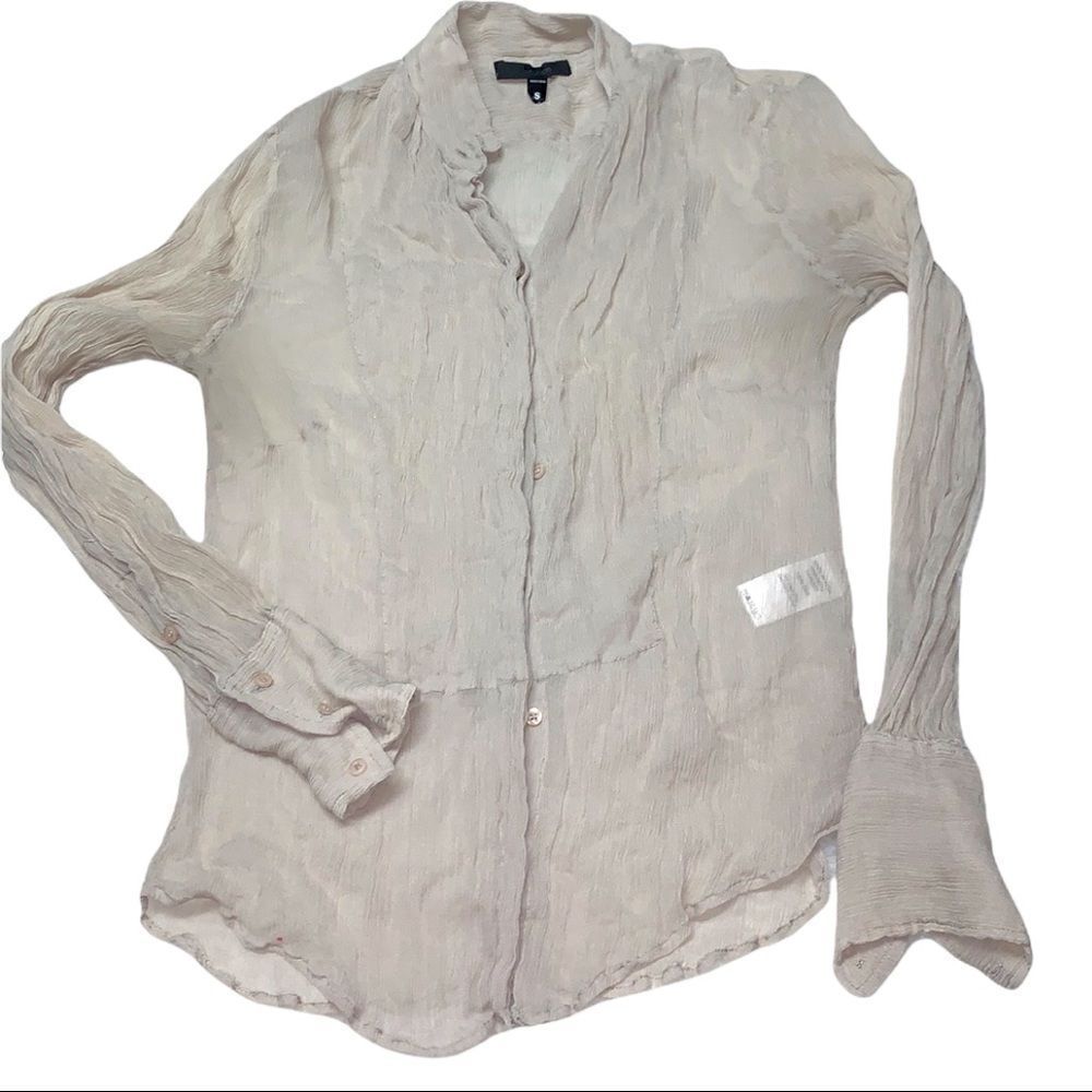 Joes Jeans size small tan sheer button up top